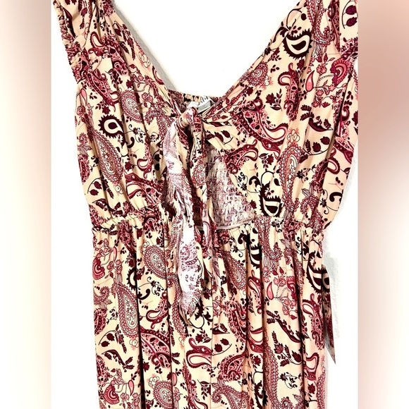 🆕 Justify Pink & Tan Patterned Dress with Front Tie Peak-a-boo - Picture 7 of 15